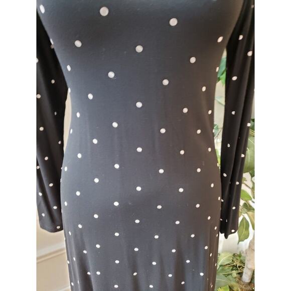 Old Navy Women Black Polka Dot Round Neck Long Sleeve Knee Length Sheath Dress S - Picture 4 of 11